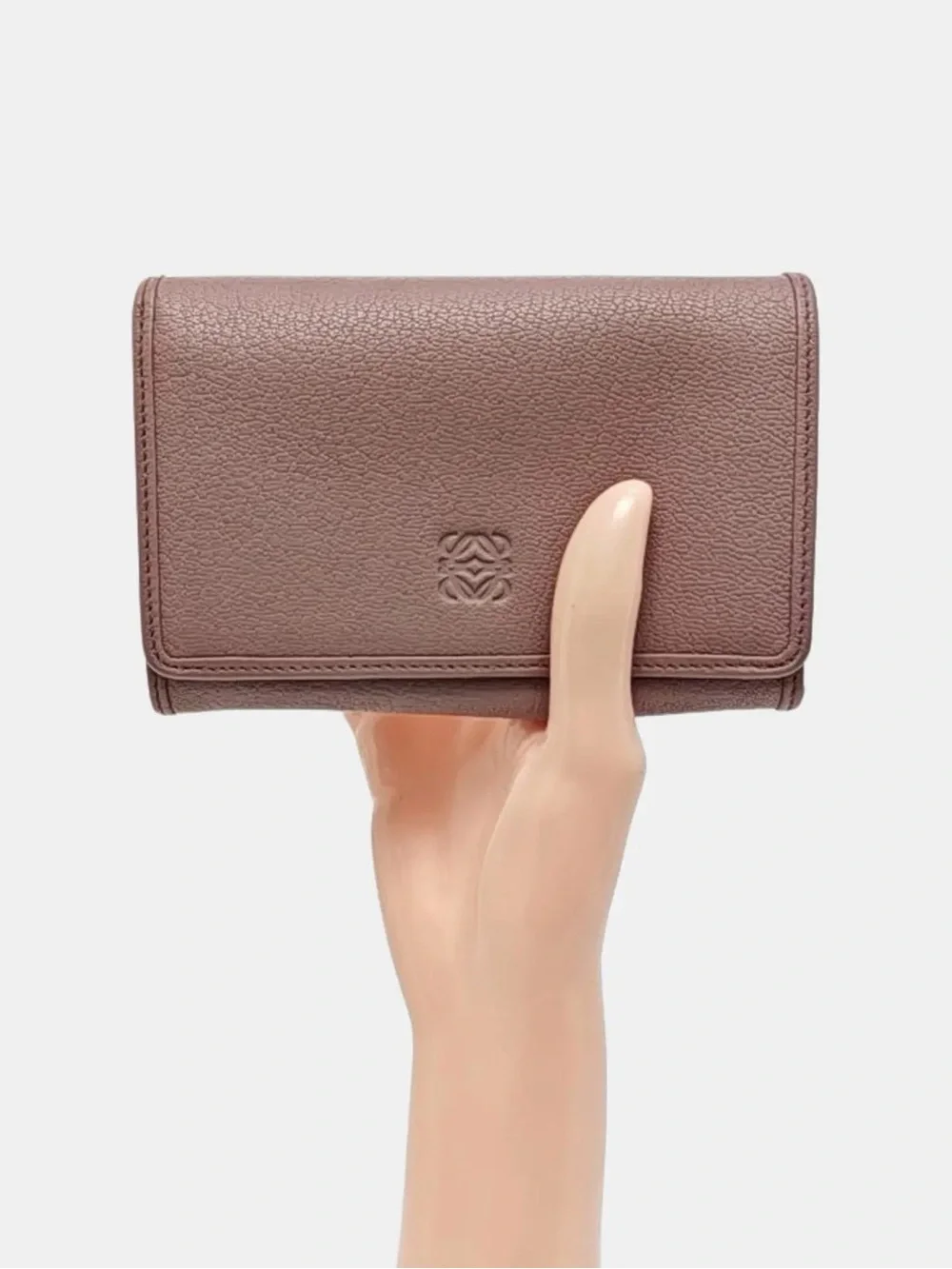 Loewe Dusty Rose Pebbled Leather Flap Wristlet